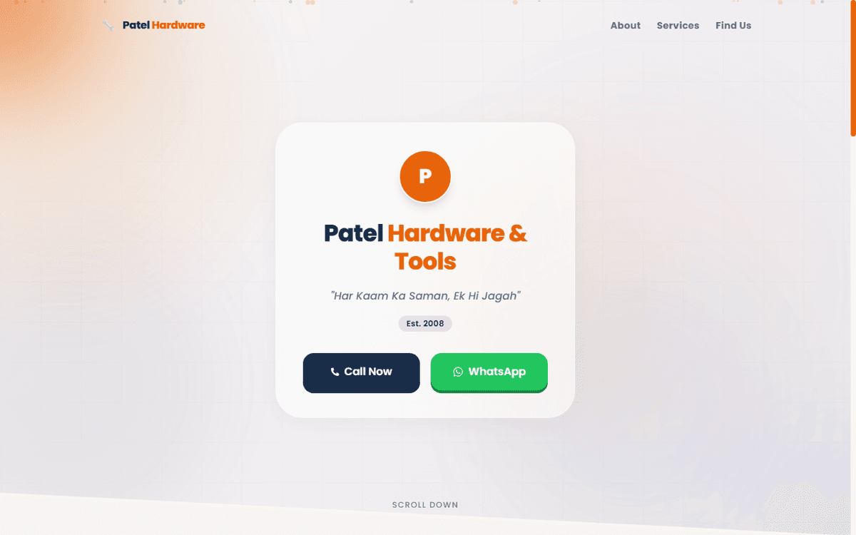 Patel Hardware & Tools Web Platform Preview